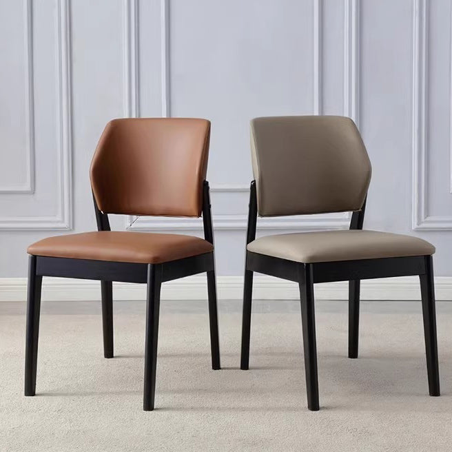 Contemporary Nordic Faux Leather Upholstered Dining Chair Open Back Armless For Dining Room