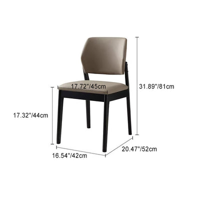 Contemporary Nordic Faux Leather Upholstered Dining Chair Open Back Armless For Dining Room