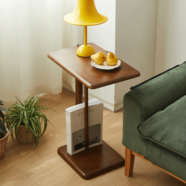 Modern Minimalist Rectangular Solid Wood Movable Side Table For Living Room