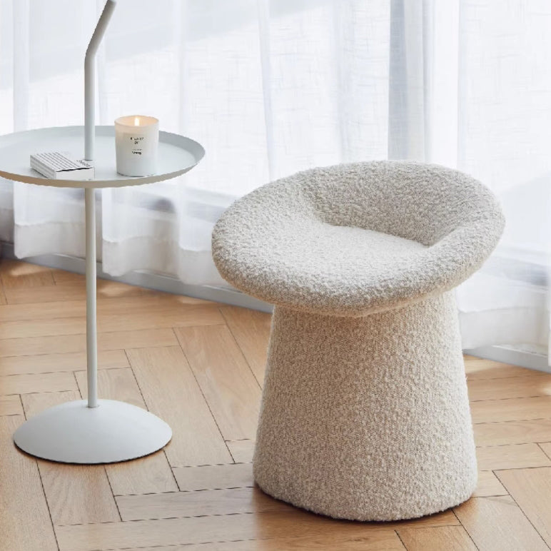 Modern Minimalist Flat Mushroom Metal Lambswool Foam Chair For Living Room