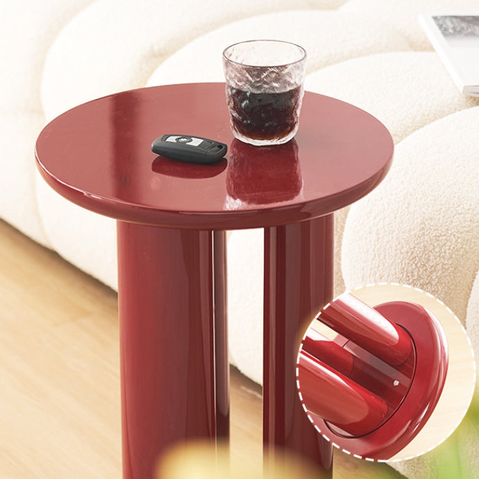 Contemporary Scandinavian Round Wood Column Base End Table For Living Room