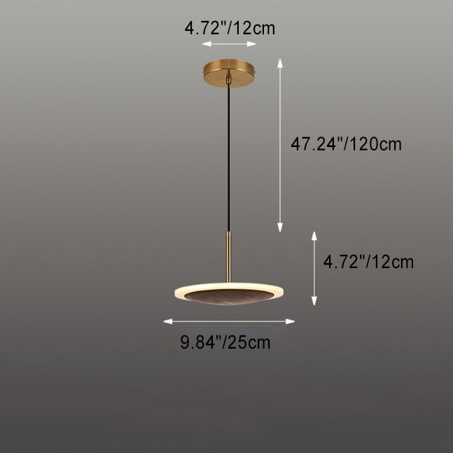 Luminaire suspendu rond moderne à 1 lumière LED en bois de noyer brun 