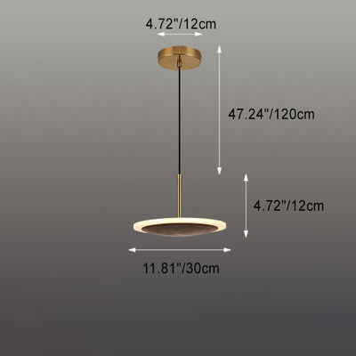 Moderne runde 1-flammige LED-Pendelleuchte aus braunem Walnussholz 