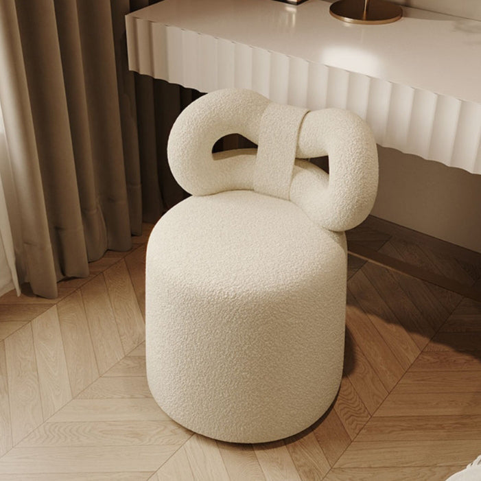 Contemporary Nordic Round Lambswool Swivel Footstool Butterfly Backrest For Entryways