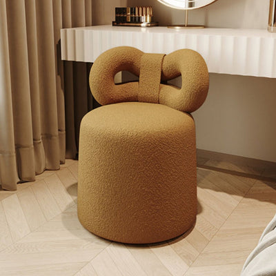 Contemporary Nordic Round Lambswool Swivel Footstool Butterfly Backrest For Entryways