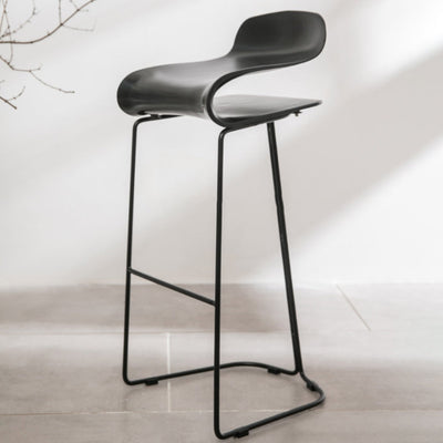 Contemporary Scandinavian ABS Steel Geometric Curved Bar Stool Backrest Footrest For Kitchen