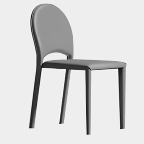 Modern Minimalist Saddle Leather Carbon Steel Sponge Square Elliptical Dining Chair Backrest For Dining Room