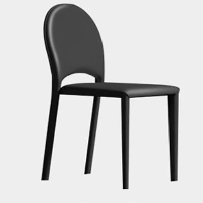 Modern Minimalist Saddle Leather Carbon Steel Sponge Square Elliptical Dining Chair Backrest For Dining Room