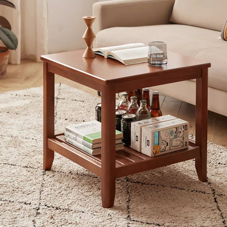 Modern Minimalist Square Wood Coffee Table Four Legs For Living Room