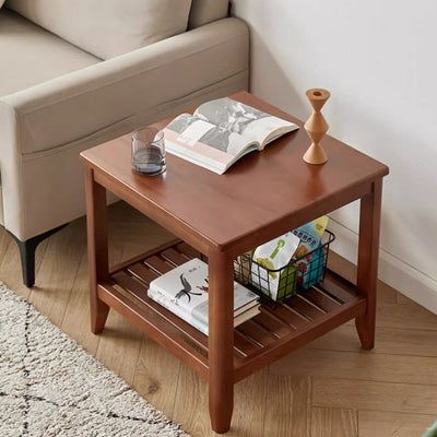 Modern Minimalist Square Wood Coffee Table Four Legs For Living Room