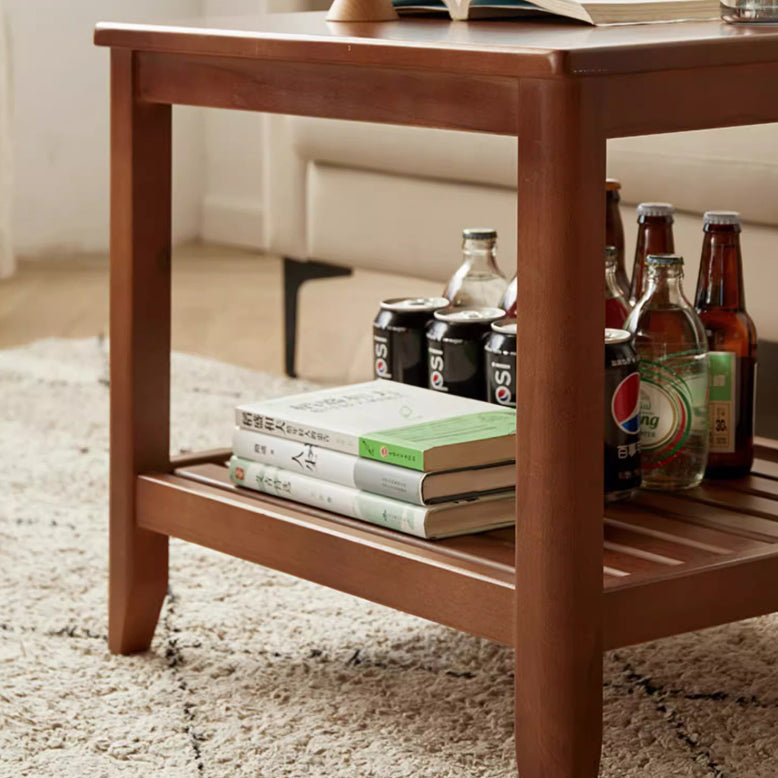 Modern Minimalist Square Wood Coffee Table Four Legs For Living Room