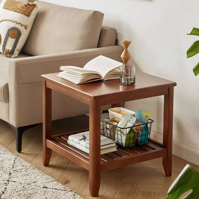 Modern Minimalist Square Wood Coffee Table Four Legs For Living Room