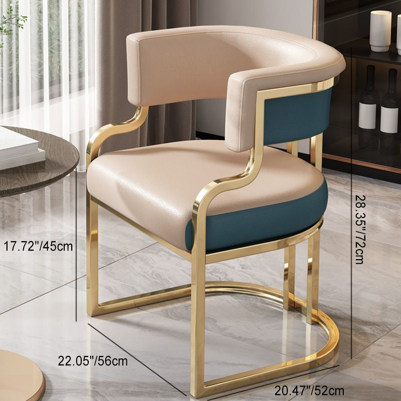 Modern Luxury Square Arch Leather Iron Dining Chair Backrest Armrest For Dining Room