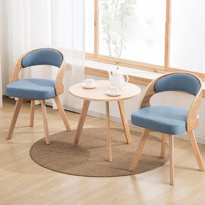 Contemporary Nordic Fabric Upholstered Wood Splayed Legs Dining Chair Curved Back For Dining Room