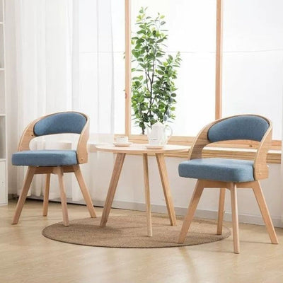 Contemporary Nordic Fabric Upholstered Wood Splayed Legs Dining Chair Curved Back For Dining Room