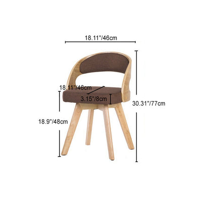 Contemporary Nordic Fabric Upholstered Wood Splayed Legs Dining Chair Curved Back For Dining Room