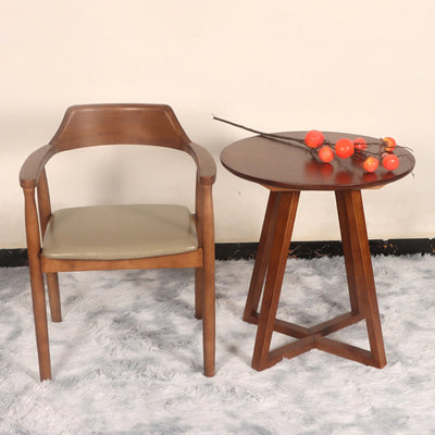 Modern Simplicity Round V-Shape Leg Rubber Wood Dining Table For 2/4 Seats