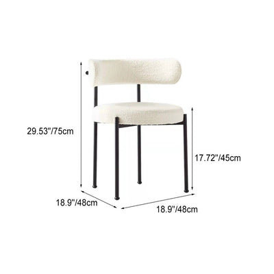 Modern Minimalist Round Velvet Upholstered Stainless Steel Tubular Legs Dining Chair Backrest Armless For Dining Room