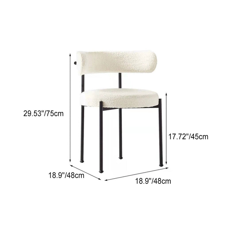 Modern Minimalist Round Velvet Upholstered Stainless Steel Tubular Legs Dining Chair Backrest Armless For Dining Room