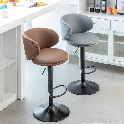 Modern Minimalist Round Fabric Stainless Steel Bar Stool Backrest For Dining Room