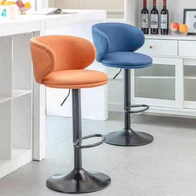 Modern Minimalist Round Fabric Stainless Steel Bar Stool Backrest For Dining Room