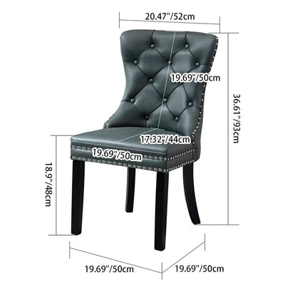 Traditional European Fabric Upholstered Square Dining Chair Tufted Backrest For Dining Room