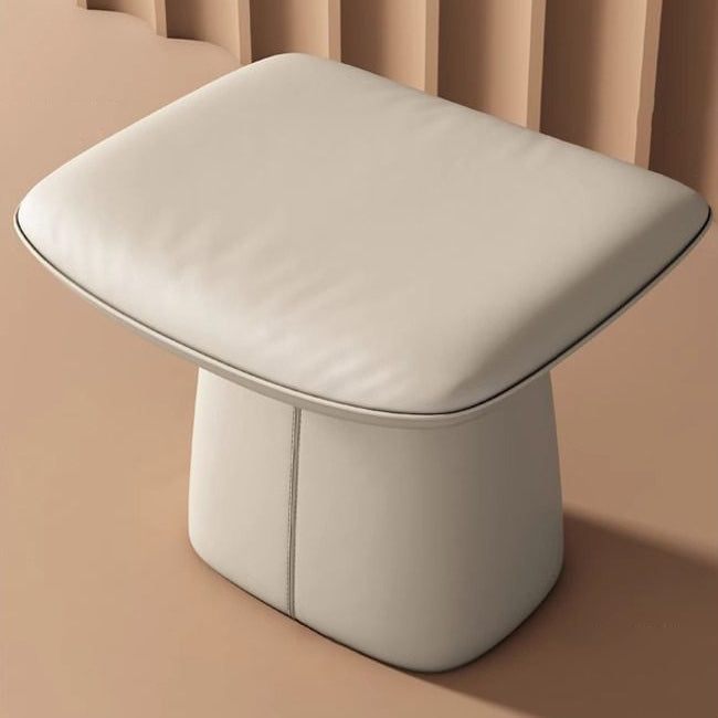 Modern Minimalist Square Microfiber Leather Solid Wood Vanity Stool Backless Armless For Bedroom