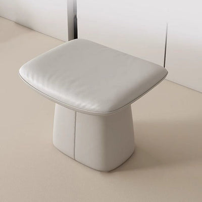 Modern Minimalist Square Microfiber Leather Solid Wood Vanity Stool Backless Armless For Bedroom