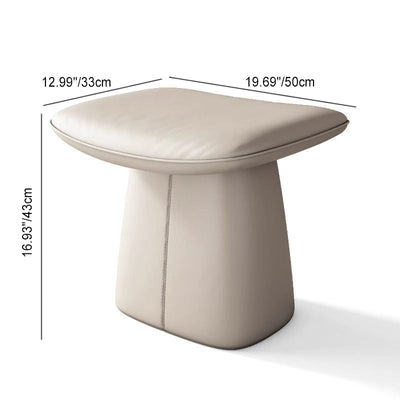 Modern Minimalist Square Microfiber Leather Solid Wood Vanity Stool Backless Armless For Bedroom