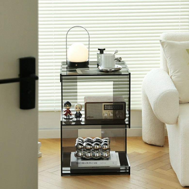 Modern Luxury Square Acrylic End Table 3-Tier For Living Room