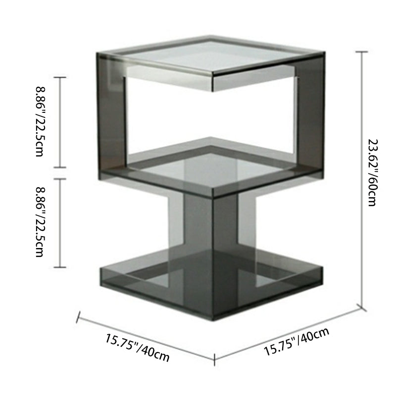 Modern Luxury Square Acrylic End Table 3-Tier For Living Room