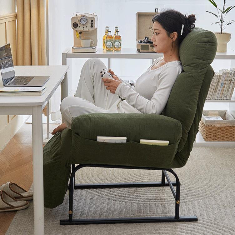 Modern Simplicity Corduroy Cotton Sponge Iron Carbon Steel Square Recliner Footrest Adjustable For Bedroom