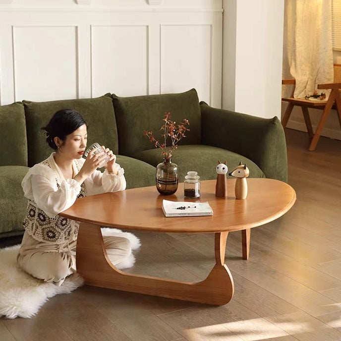 Traditional Japanese Triangle Rubber Wood Coffee Table For Living Room