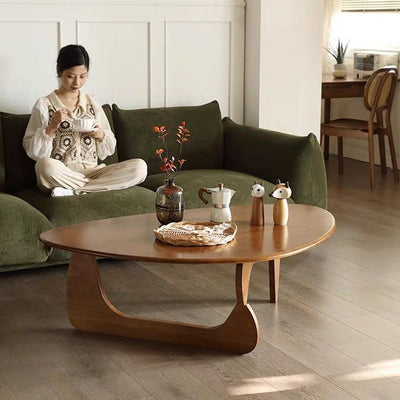 Traditional Japanese Triangle Rubber Wood Coffee Table For Living Room