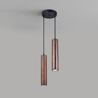 Modern Minimalist Wood Cylinder LED Pendant Light