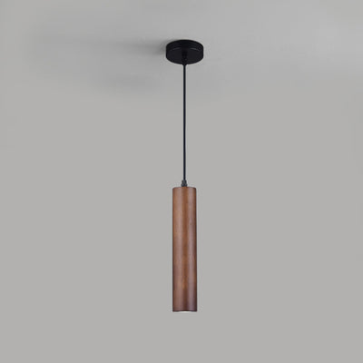 Modern Minimalist Wood Cylinder LED Pendant Light