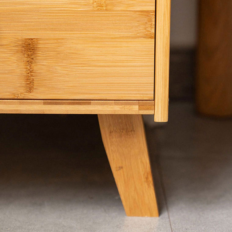 Traditional Japanese Rectangular Wood End Table 2-Drawer For Living Room