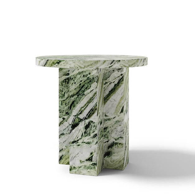 Modern Luxury Round Tabletop Natural Marble Side Table 3-Leg For Living Room