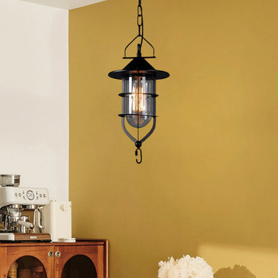 Contemporary Industrial Iron Glass Round 1-Light Pendant Light For Dining Room