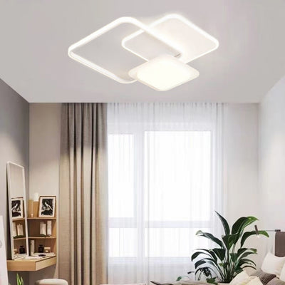 Modern Minimalist Round Square Iron Acrylic LED Flush Mount Ceiling Light For Bedroom