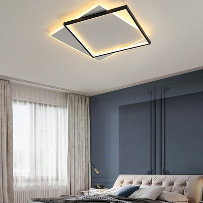 Modern Minimalist Square Round Iron Acrylic LED Flush Mount Ceiling Light For Living Room