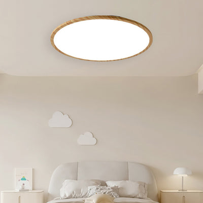 Traditional Japanese Round Aluminum Acrylic LED Flush Mount Ceiling Light For Bedroom