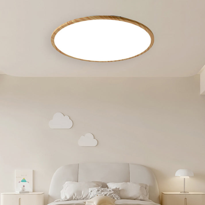 Traditional Japanese Round Aluminum Acrylic LED Flush Mount Ceiling Light For Bedroom