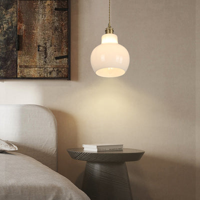 Modern Minimalist Flower Shaped All Brass Glass 1-Light Pendant Light For Bedroom