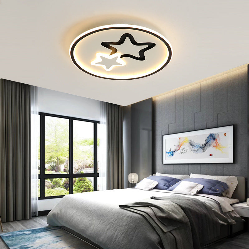 Contemporary Creative Round Star Cartoon Iron Acrylic LED Flush Mount Ceiling Light For Bedroom