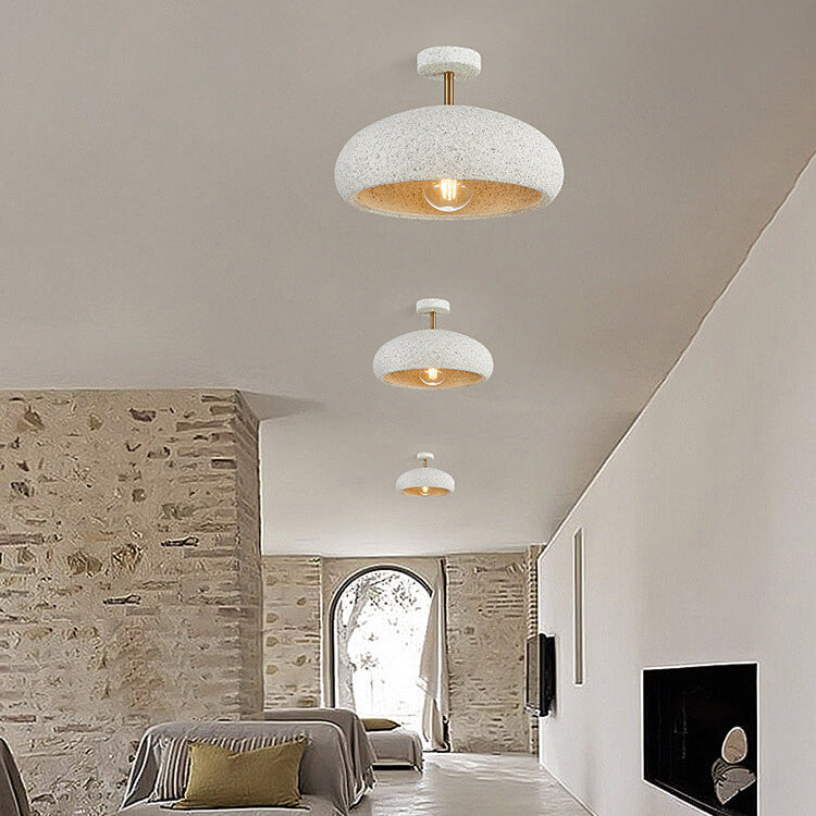 Modern Minimalist Oval Gypsum Iron 1-Light Semi-Flush Mount Ceiling Light