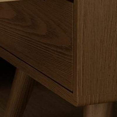 Modern Simplicity Square Rubber Wood Nightstand 1/2 Drawer For Bedside