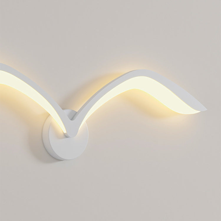 Modern Minimalist Iron Acrylic Gull Arch LED Wall Sconce Lamp For Living Room