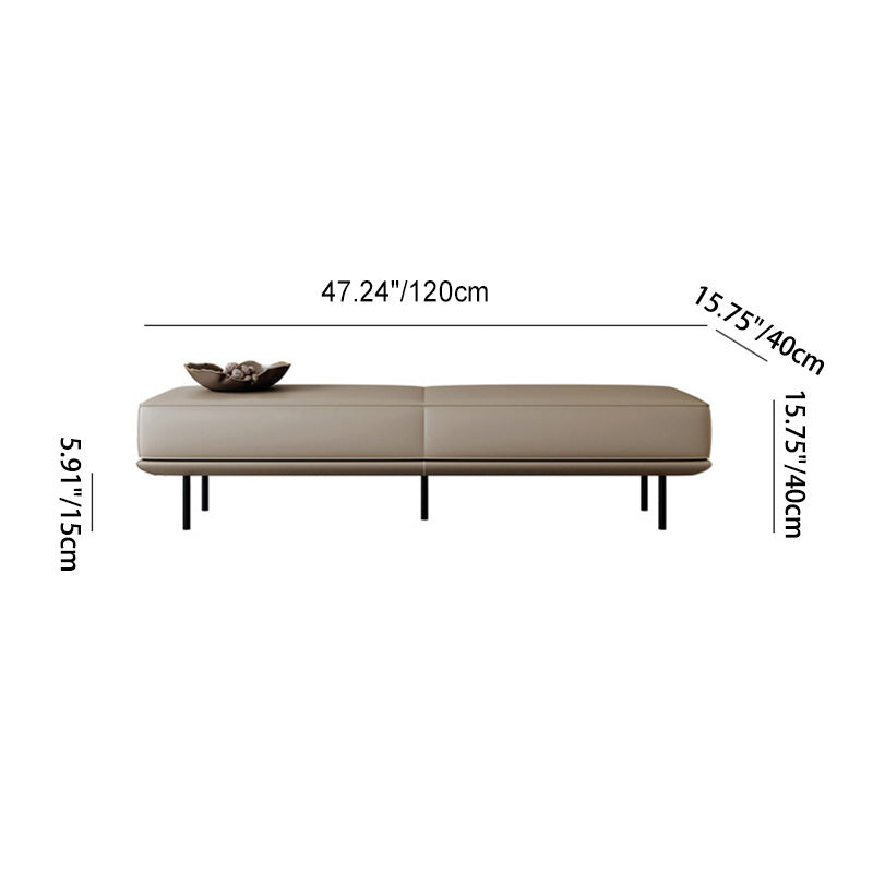 Modern Minimalist Rectangular Microfiber Leather Wood Carbon Steel Sponge End Of The Bed Low Stool Backless For Bedroom