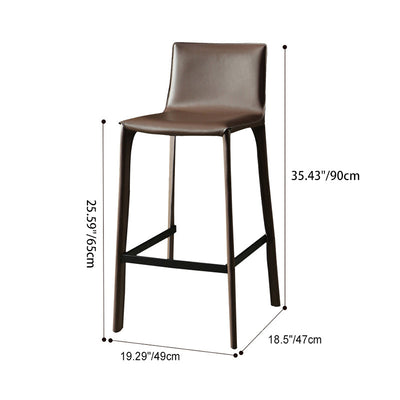 Contemporary Nordic Square Leather Iron Bar Stool Backrest Footrest For Dining Room